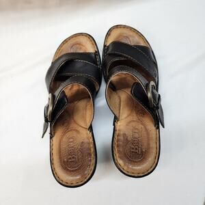 Born Black Salina Sandals Women size 7 heeled shoes b37
